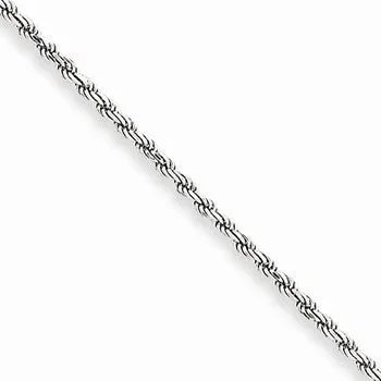 10K White Gold DC Rope Chain, 2 mm