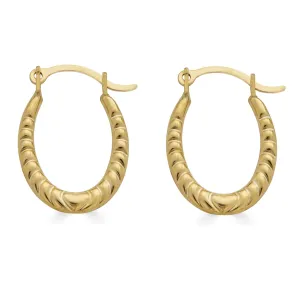 14E00364 - 14 Karat Yellow Gold Rope Design Latch Back Hoop Earring