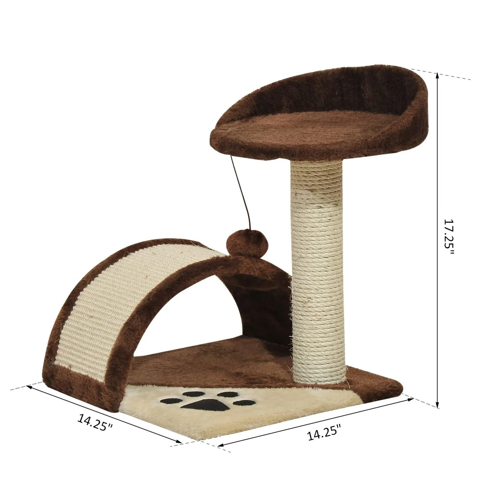 17" Cat Tree Scratching Post - Brown