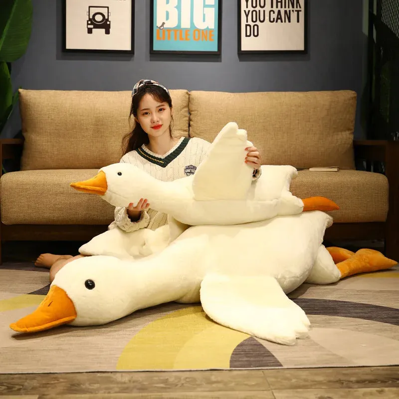 190cm Grey Duck Plush Toys Fluffy Sleeping  Pillow Cute Animal Stuffed Swan Goose Soft Dolls Floor Mat Kids Girls Birthday Gift