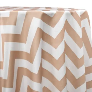 1pc - Chevron Print (Lamour) Table Linen 120" Round - Khaki and White