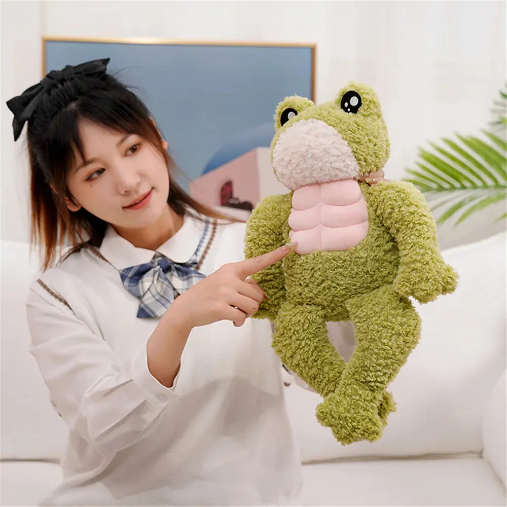 35/45cm Kawaii  Muscle Frog Doll Stuffed Animal Cute Frog Plush Toy Sleeping Plushies Appease Gifts For Child For Girl