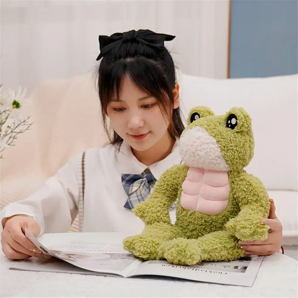 35/45cm Kawaii  Muscle Frog Doll Stuffed Animal Cute Frog Plush Toy Sleeping Plushies Appease Gifts For Child For Girl