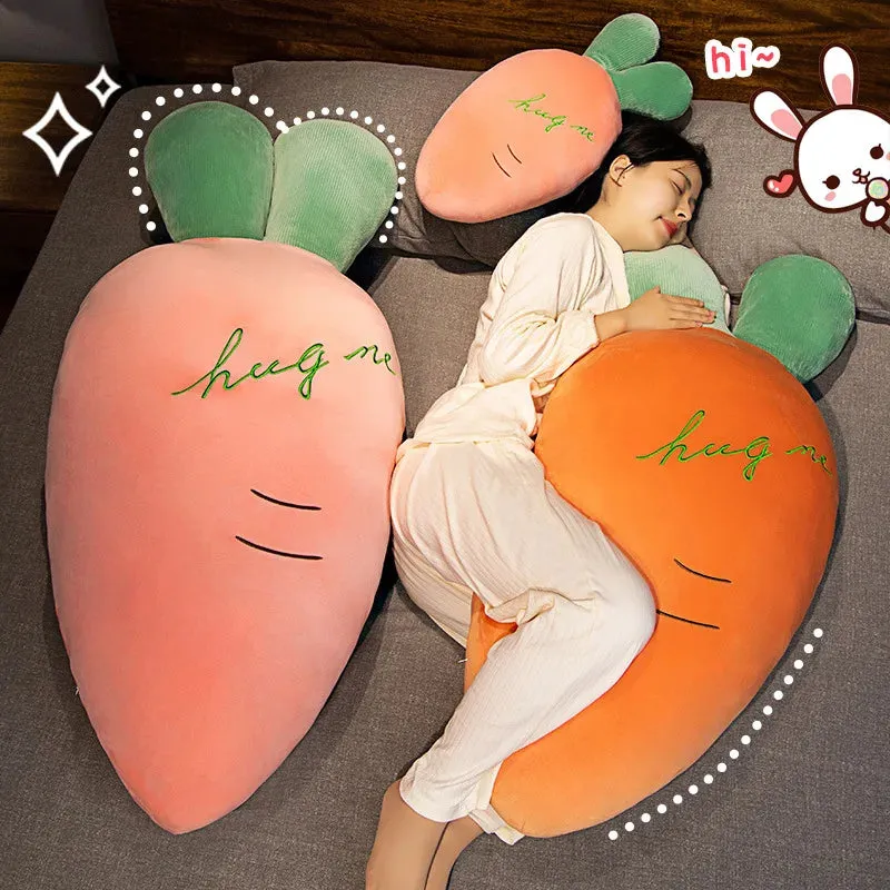 55-110CM Large Size Cartoon Carrot Plush Toys Full Filling Plant Pillow Kawaii Radish Dolls Sleeping Bed Cushion for Girls Baby