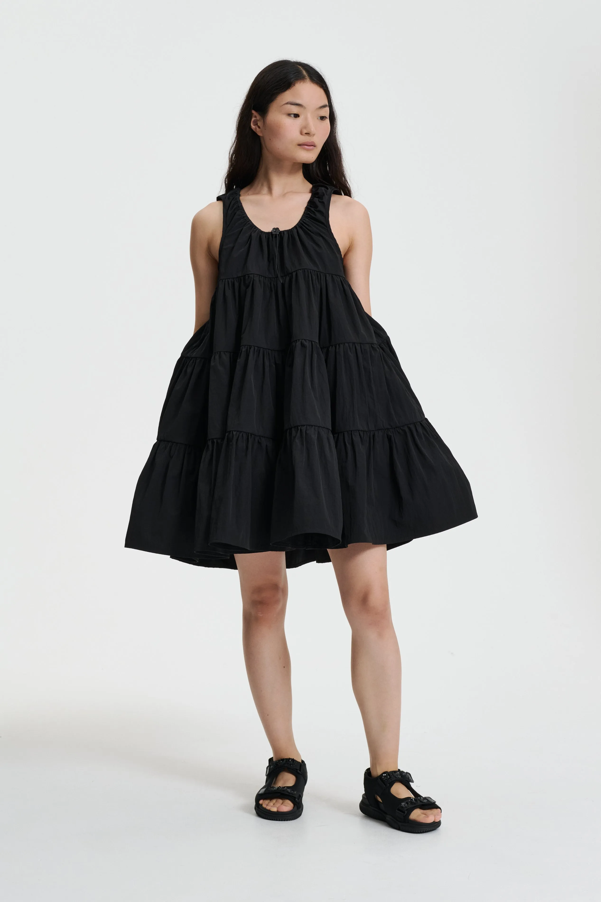 AINO | DRESS CRINKLED TAFFETA BLACK