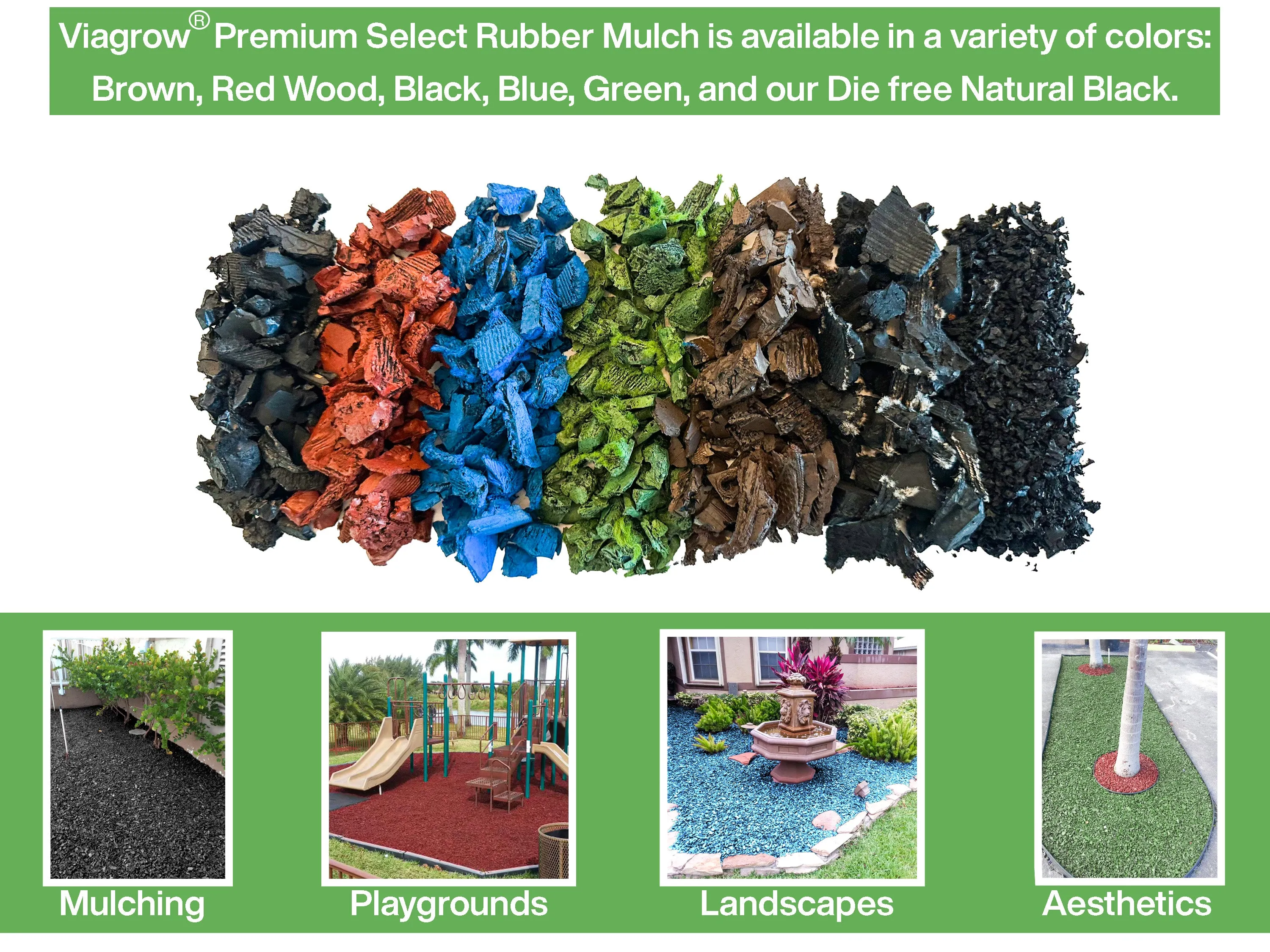 Blue Rubber Playground & Landscape Mulch by Viagrow, 1.5 CF Bag ( 11.2 Gallons / 42.3 Liters) (EA)