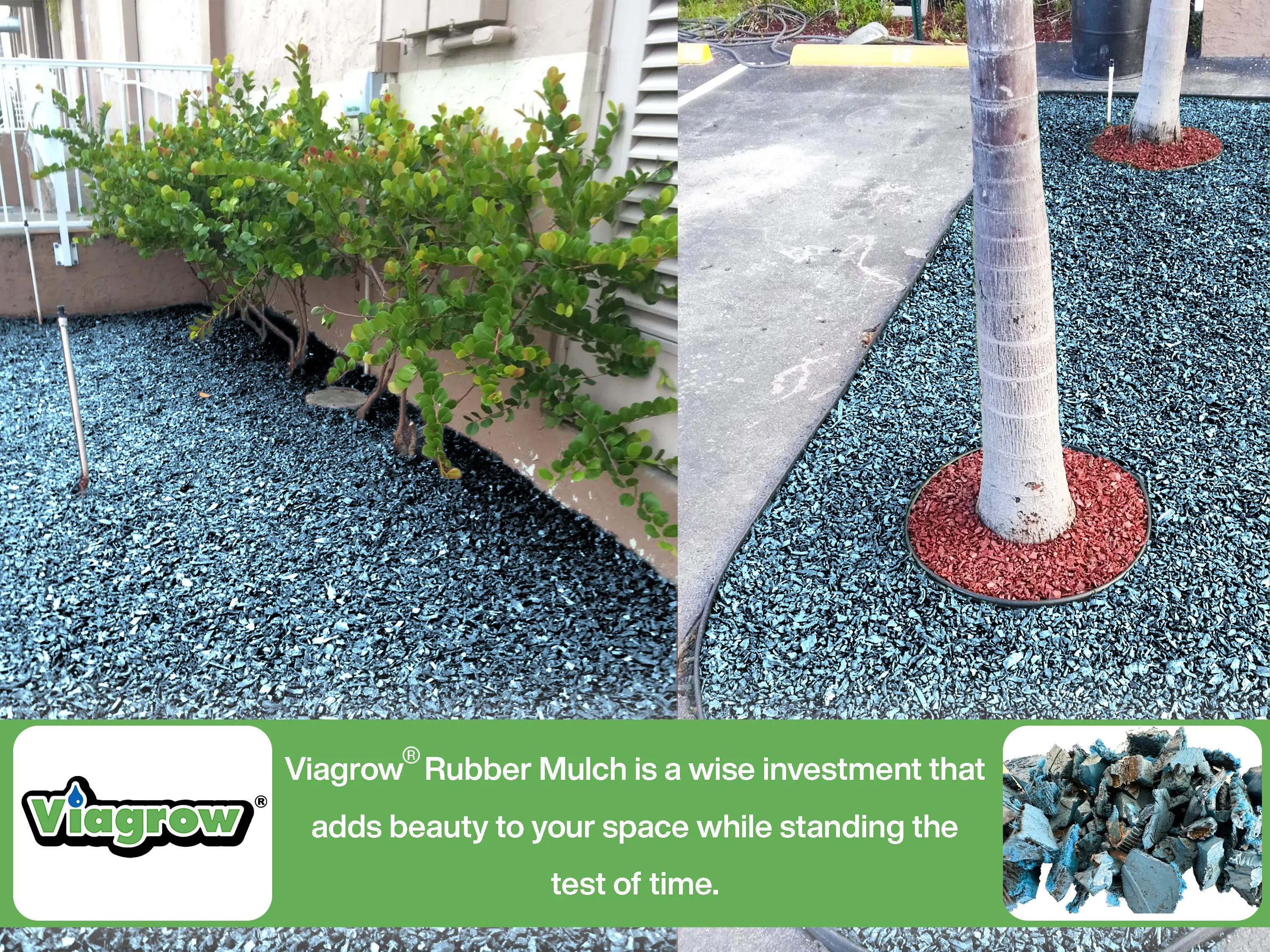 Blue Rubber Playground & Landscape Mulch by Viagrow, 1.5 CF Bag ( 11.2 Gallons / 42.3 Liters) (EA)