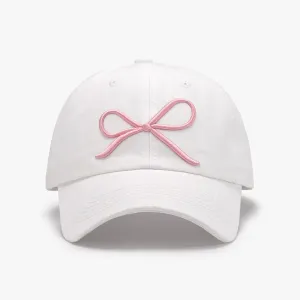 Bow Embroidered Cotton Baseball Cap - 7 Colors