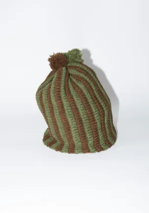 British Lambswool Stripe Pleat Hat in Tobacco and Dark Apple Stripe