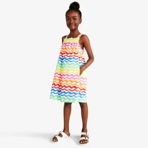 Clearance tank dress in rainbow watercolor waves