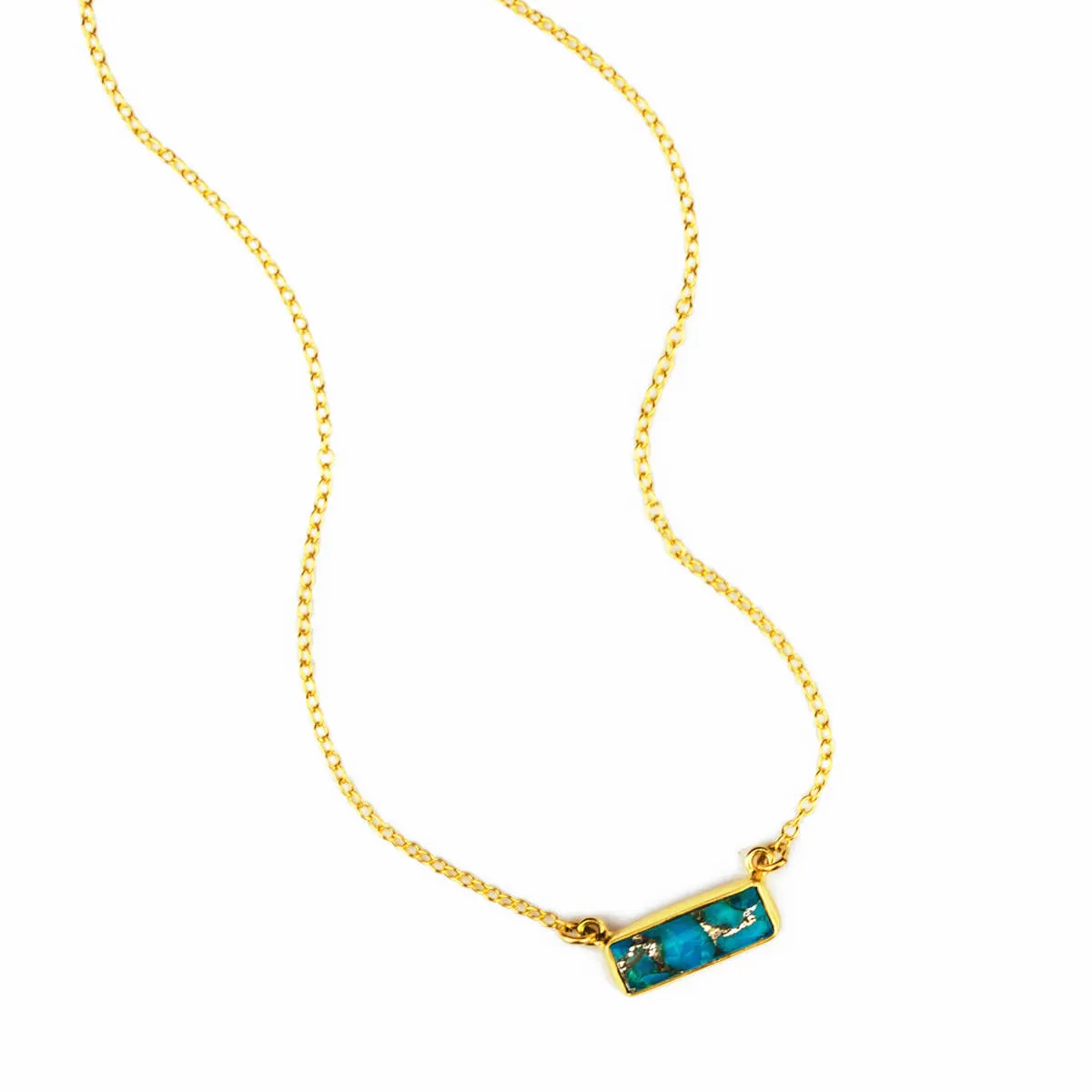 Copper Turquoise Bar Necklace : December Birthstone : Adira Series