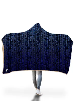 Egyptian Glyphs (Blue) Hooded Blanket