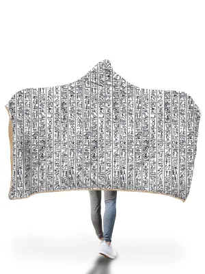 Egyptian Glyphs (White) Hooded Blanket