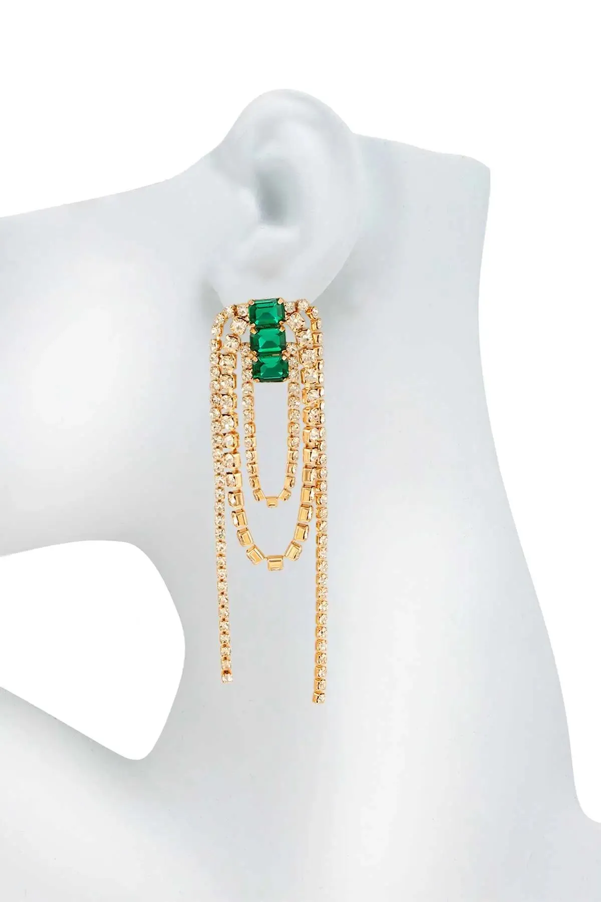 Emerald Rhinestones Rope Stud Earrings