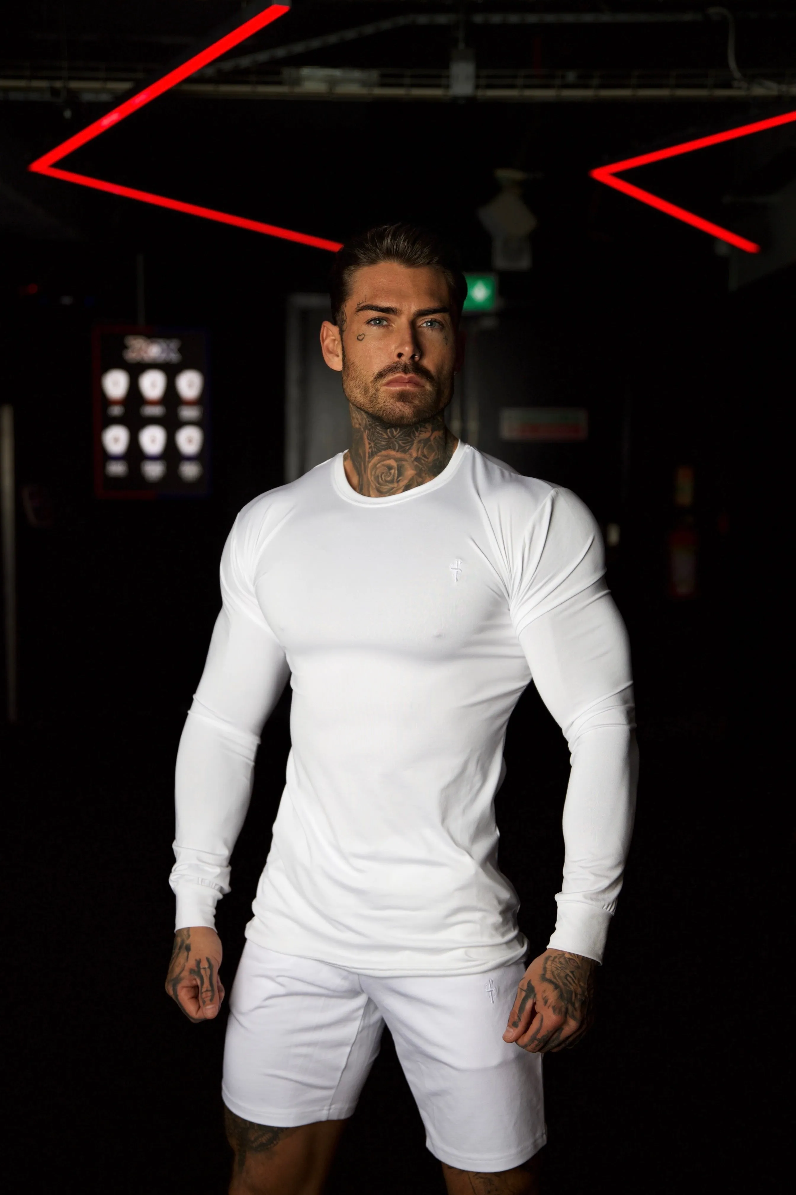 Father Sons Long Sleeve White Tonal Gym Crew Top - FSH885