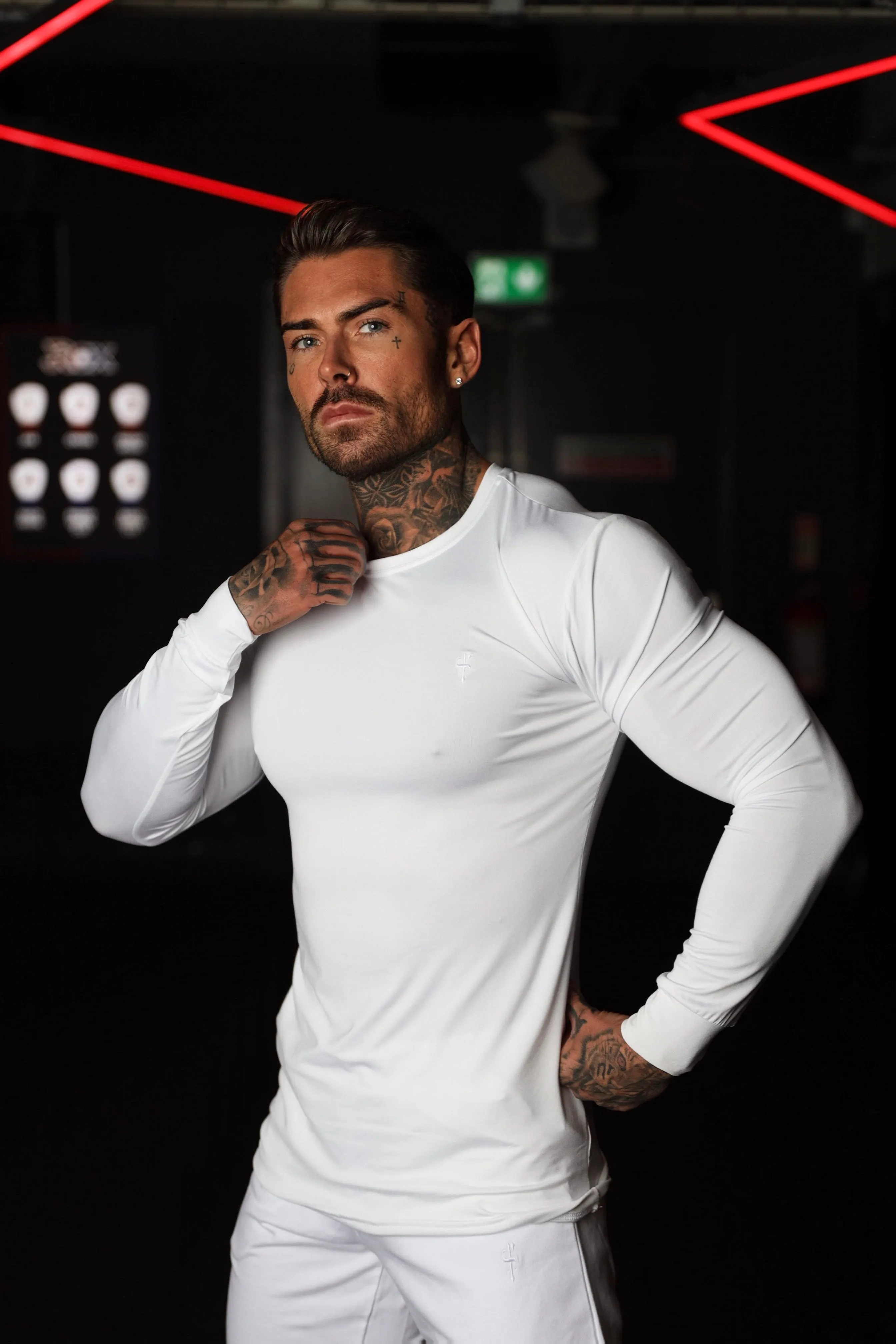 Father Sons Long Sleeve White Tonal Gym Crew Top - FSH885