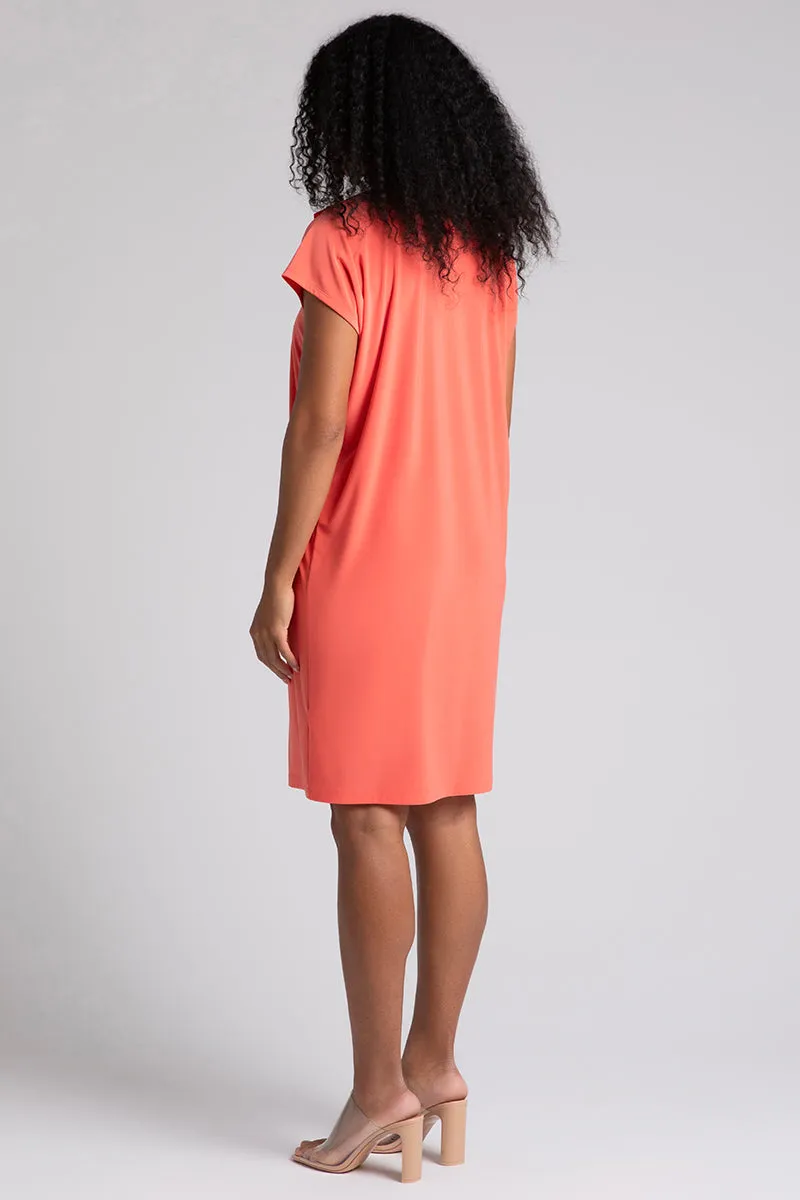 Flutter Dress Drop Shoulder | Coral