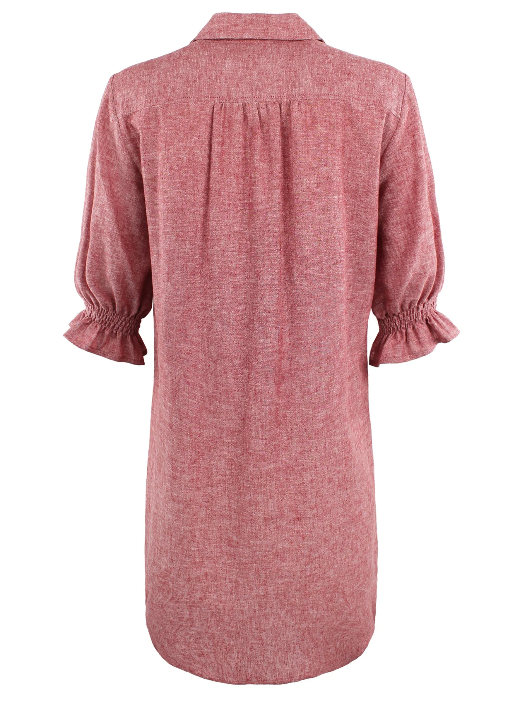 GAMEDAY! Miller Puff Sleeve Shirt Dress Tomato Red Hemp/Cotton - WEB exclusive