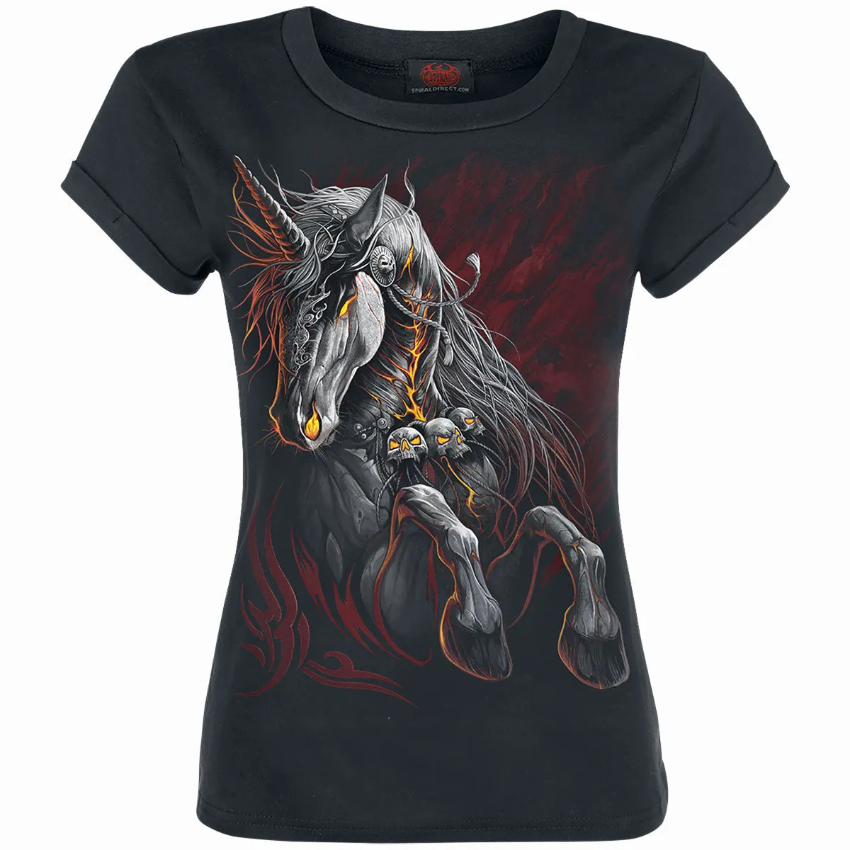 INFERNAL UNICORN - Girls Boatneck Cap Sleeve T-Shirt