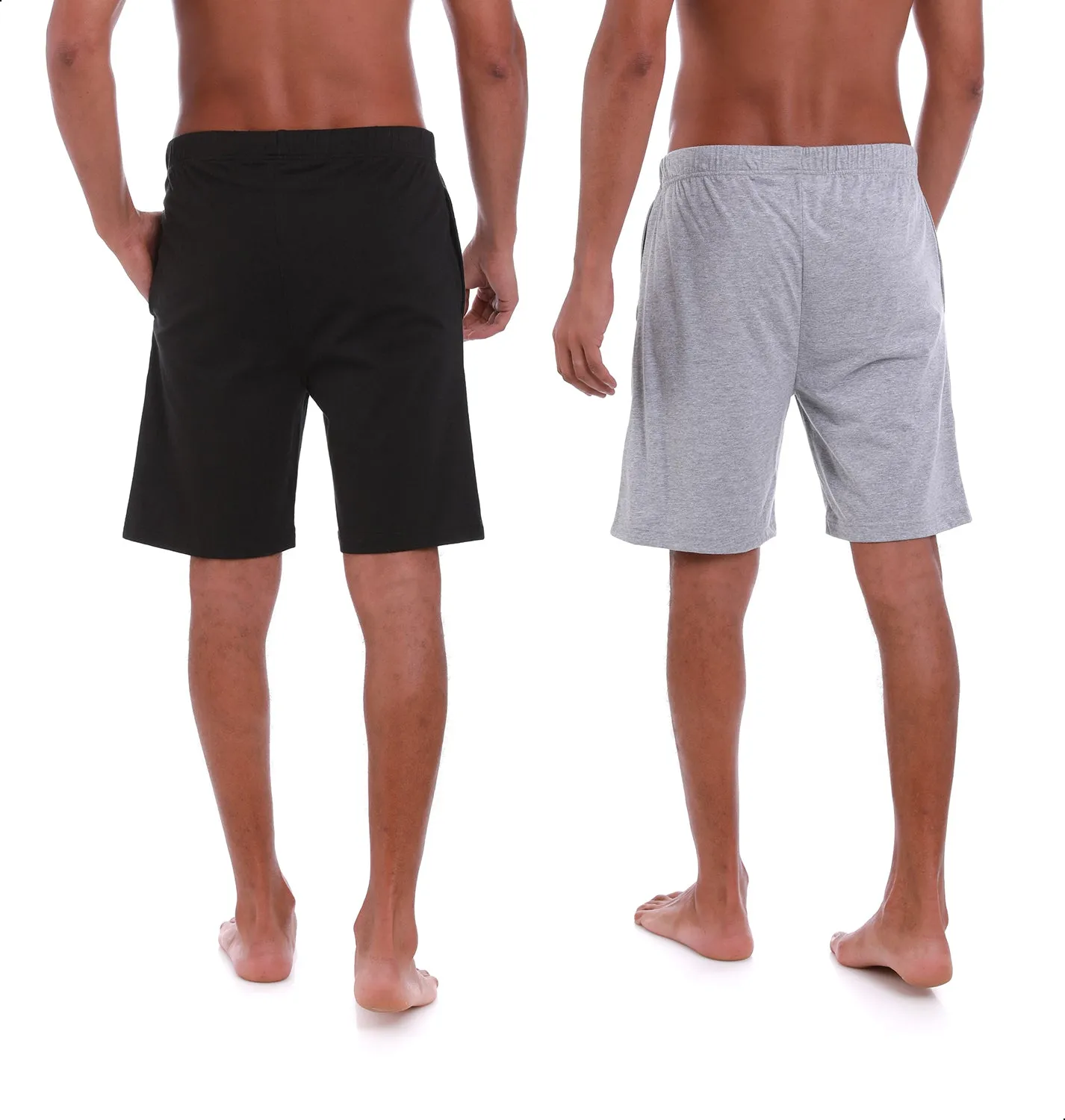 MEN’S BLACK/HEATHER GREY KNIT LOUNGE SHORTS - 2 PK