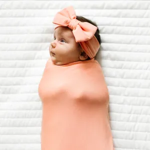 Peach Swaddle & Luxe Bow Headband Set