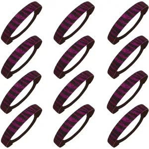 Purple Zebra Glitter Headbands - 12 Pack