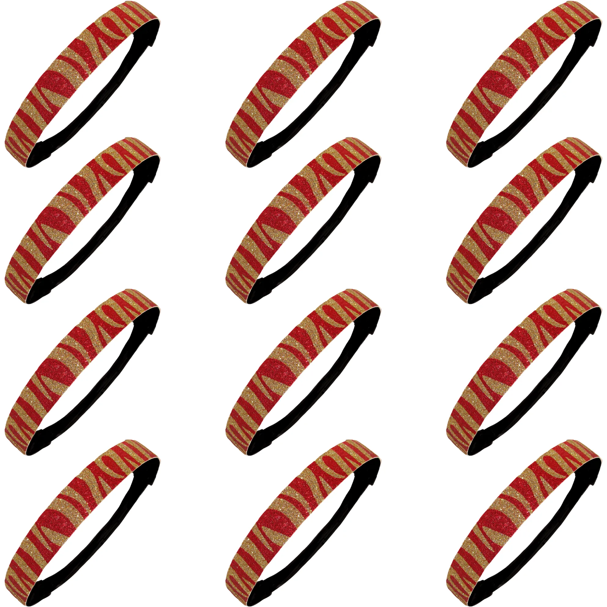 Red and Gold Zebra Headbands - 12 Pack