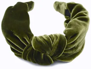 Silk velvet knot headband - soft olive green