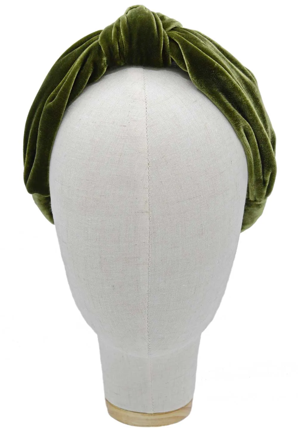 Silk velvet knot headband - soft olive green