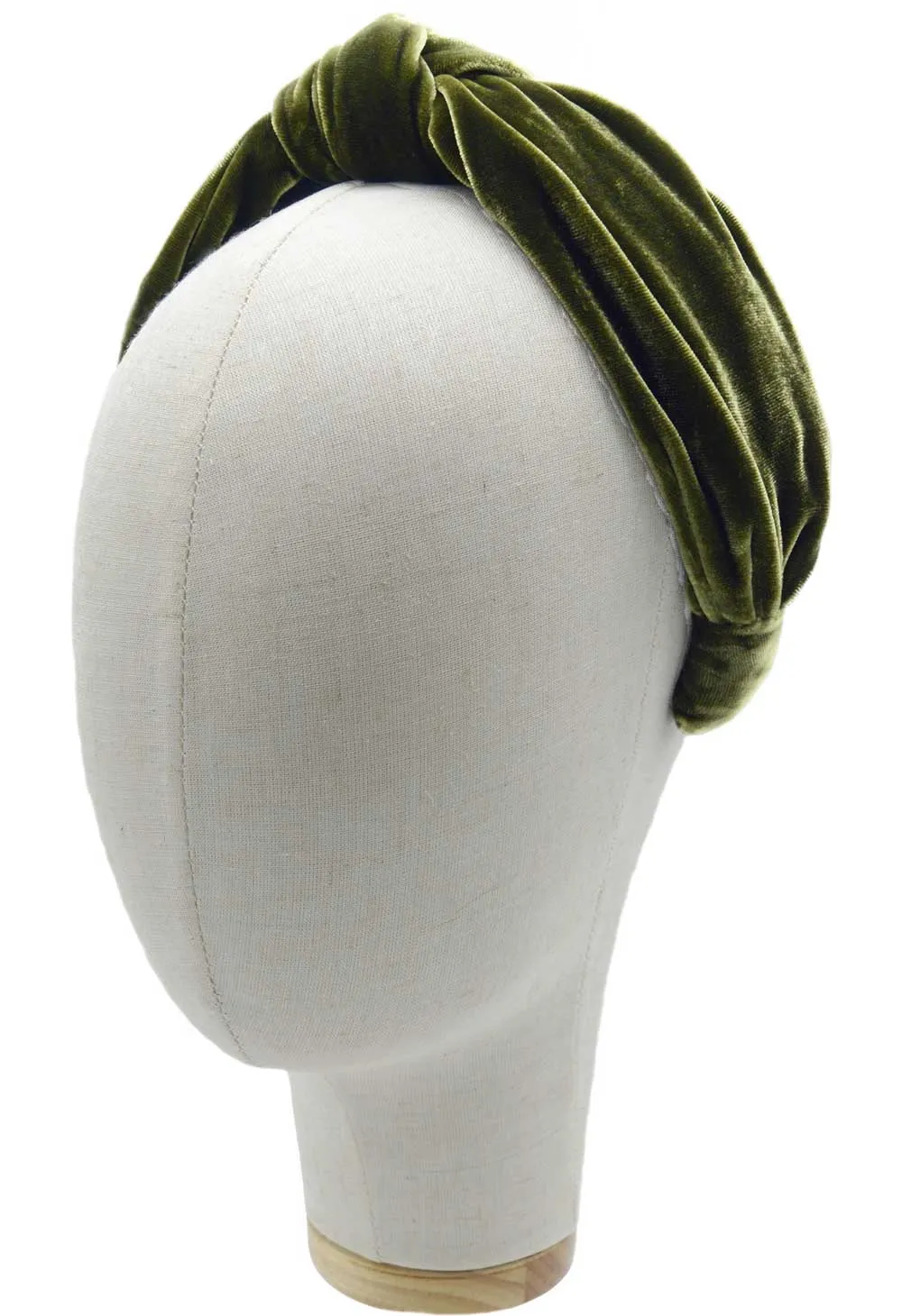 Silk velvet knot headband - soft olive green