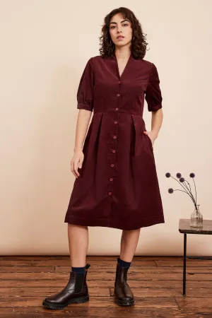 Stella Needlecord Bordeaux Shirt Dress