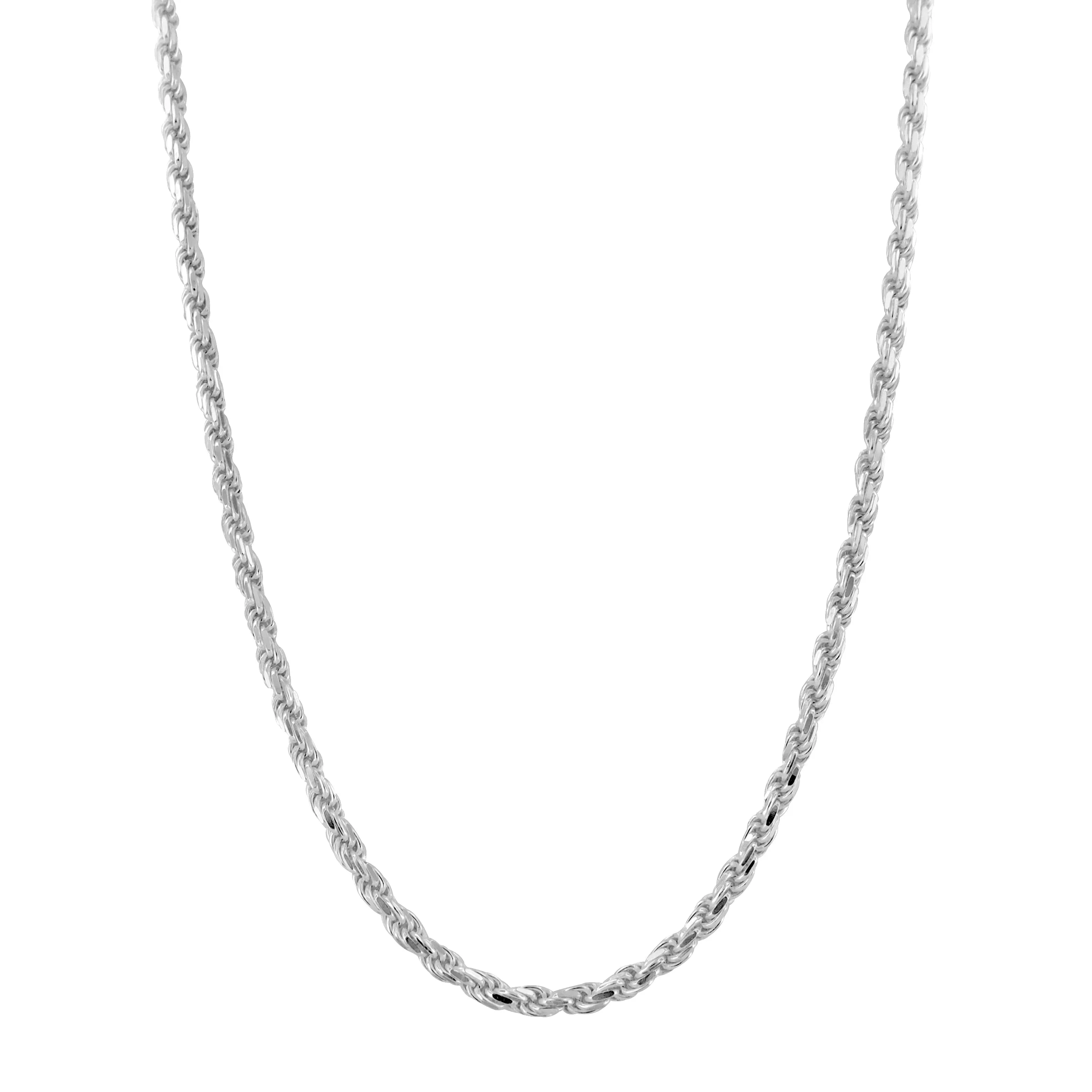 Sterling Silver 2.8mm Diamond-Cut Rope Chain Necklace Solid Italian Nickel-Free, 16-30 Inch